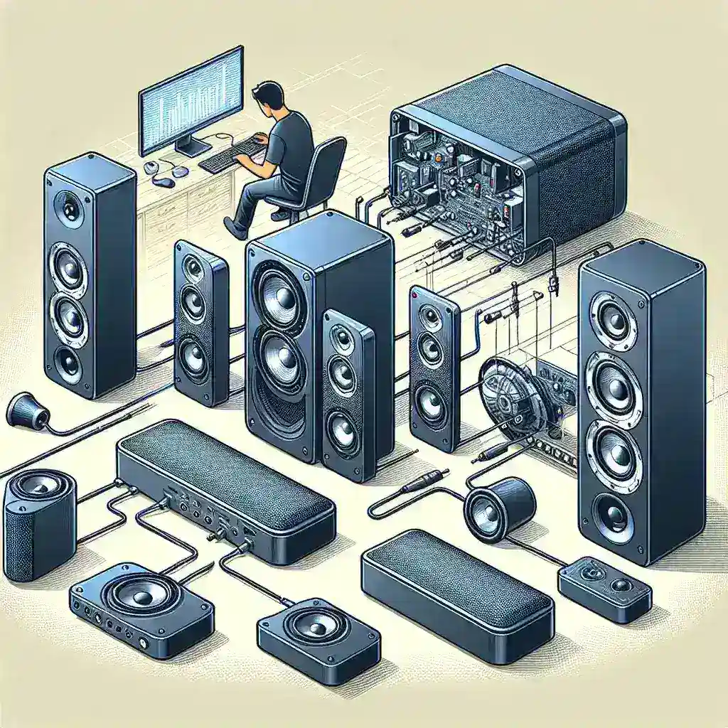 Why are some computer speakers designed with modular satellite units?